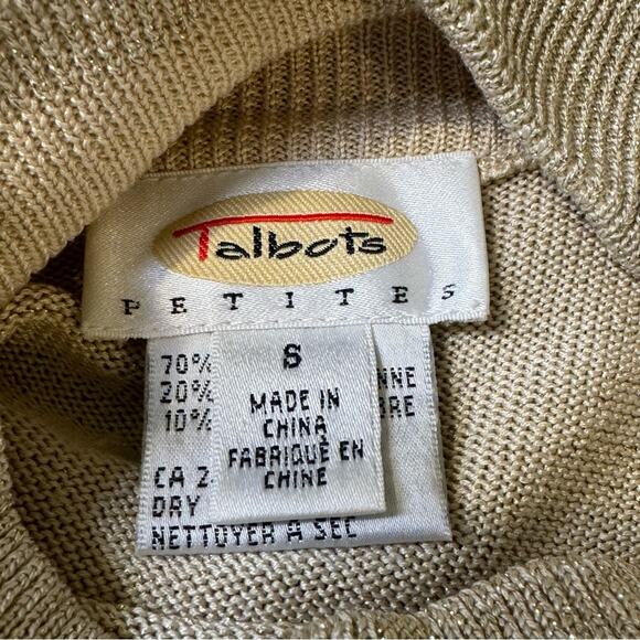 Talbots Metallic Gold Size Small Petite Mock Neck Knit Top Shirt - Picture 7 of 7